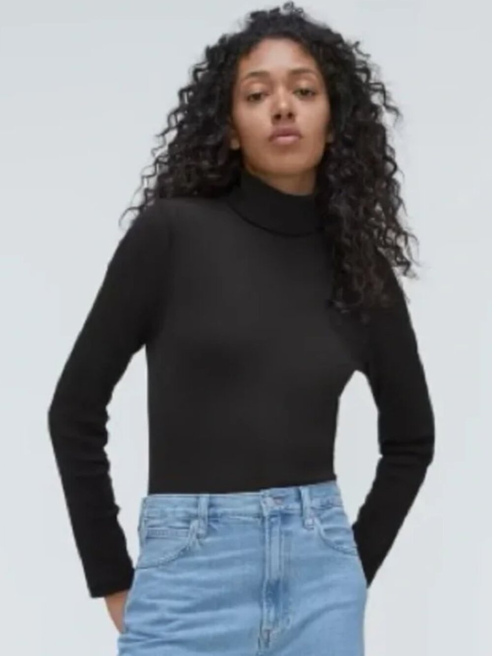 Everlane Pima Cotton Rib Turtleneck Sz LARGE - EUC